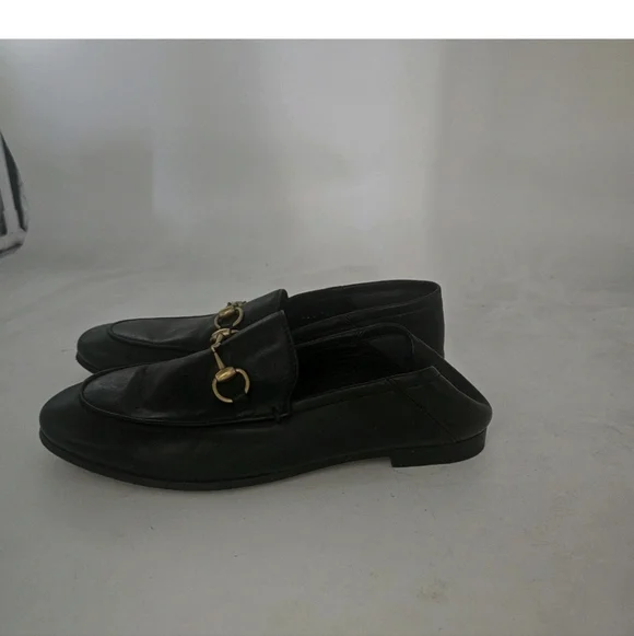 GUCCI Brixton Black Leather Horsebit Loafer Size EU 36.5 US 6.5 Collapsible Heel - Picture 10 of 16